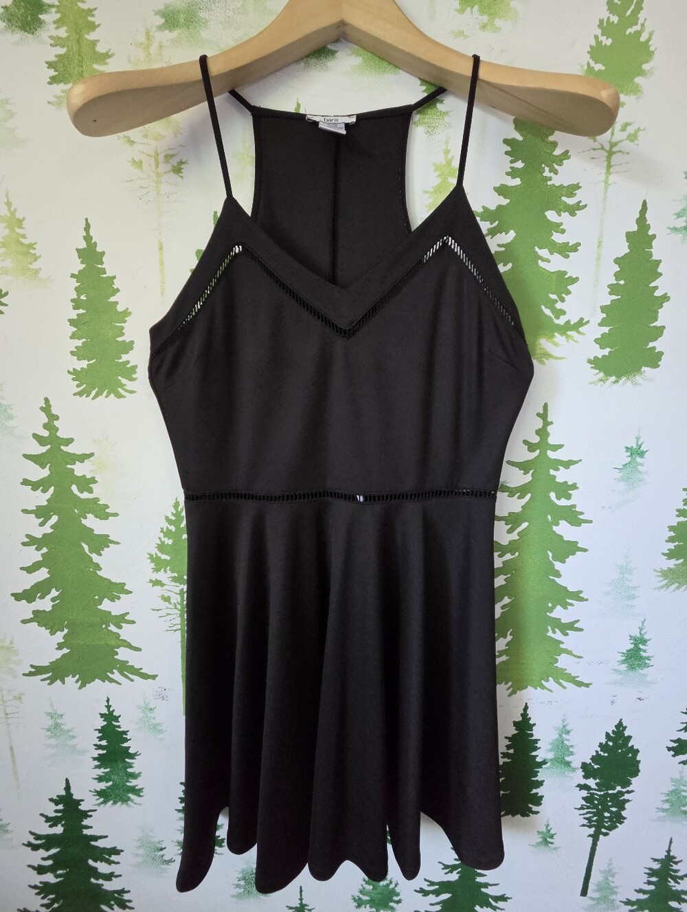 Bar III Black Spaghetti-Strap Skater Dress - Unbranded